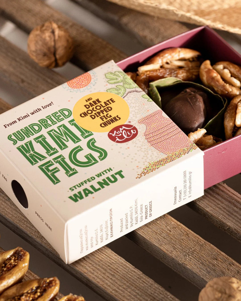KUMILIO Kimi-Feigen-Geschenkbox gefüllt mit Nüssen und dunkler Schokolade Kumilio