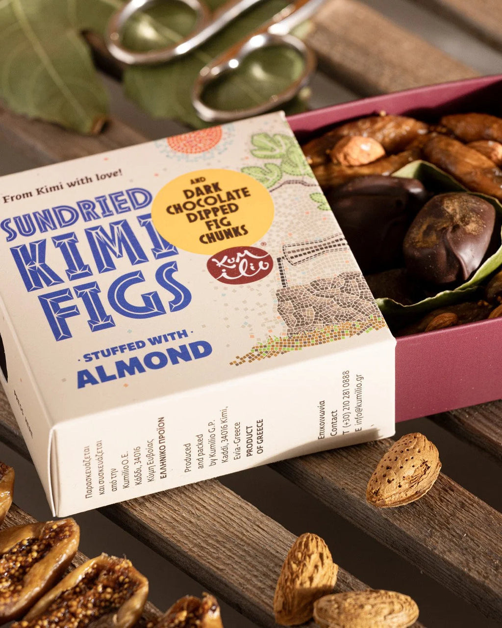 KUMILIO Kimi-Feigen-Geschenkbox gefüllt mit Nüssen und dunkler Schokolade Kumilio