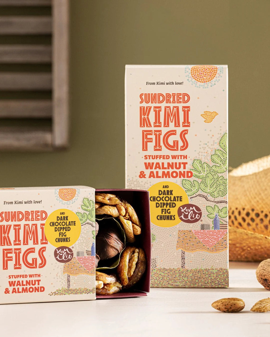 KUMILIO Kimi-Feigen-Geschenkbox gefüllt mit Nüssen und dunkler Schokolade Kumilio