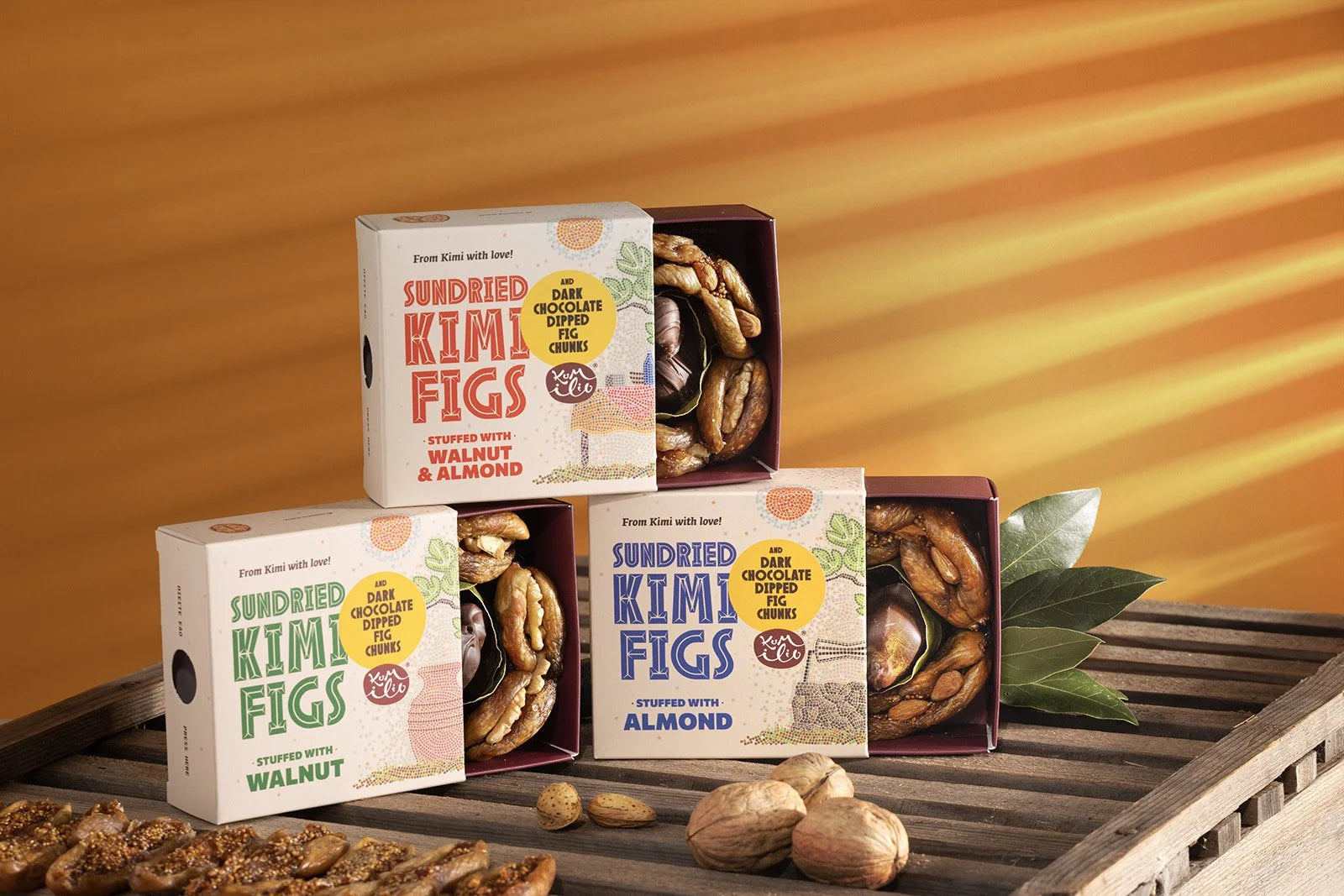 KUMILIO Kimi-Feigen-Geschenkbox gefüllt mit Nüssen und dunkler Schokolade Kumilio