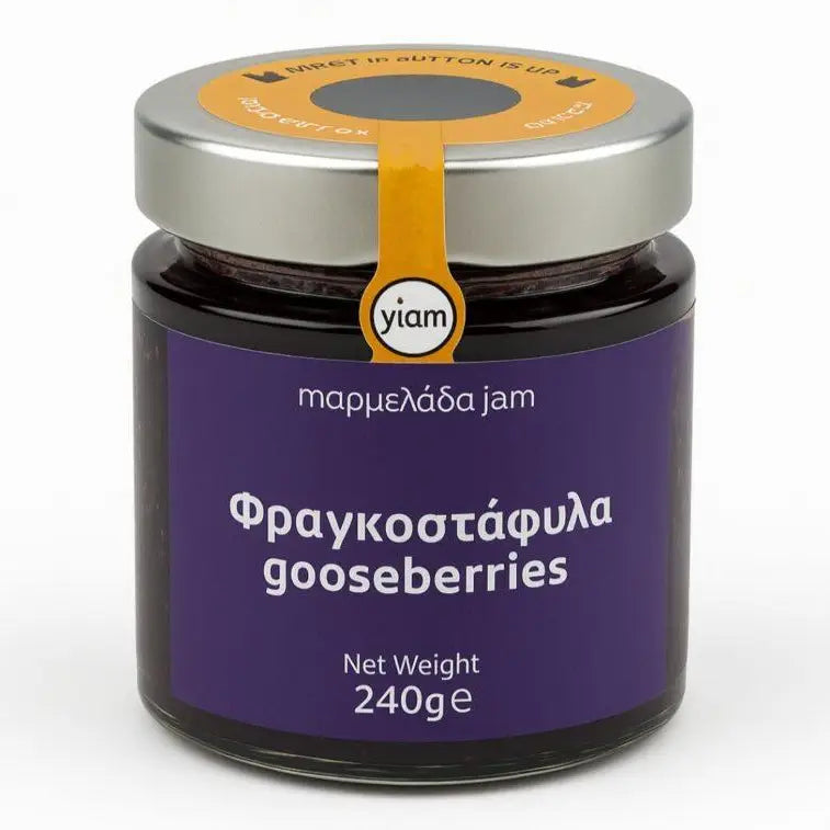 YIAM Handgemachte Stachelbeermarmelade mit Rotwein, 240 g, ohne Zusatzstoffe YIAM