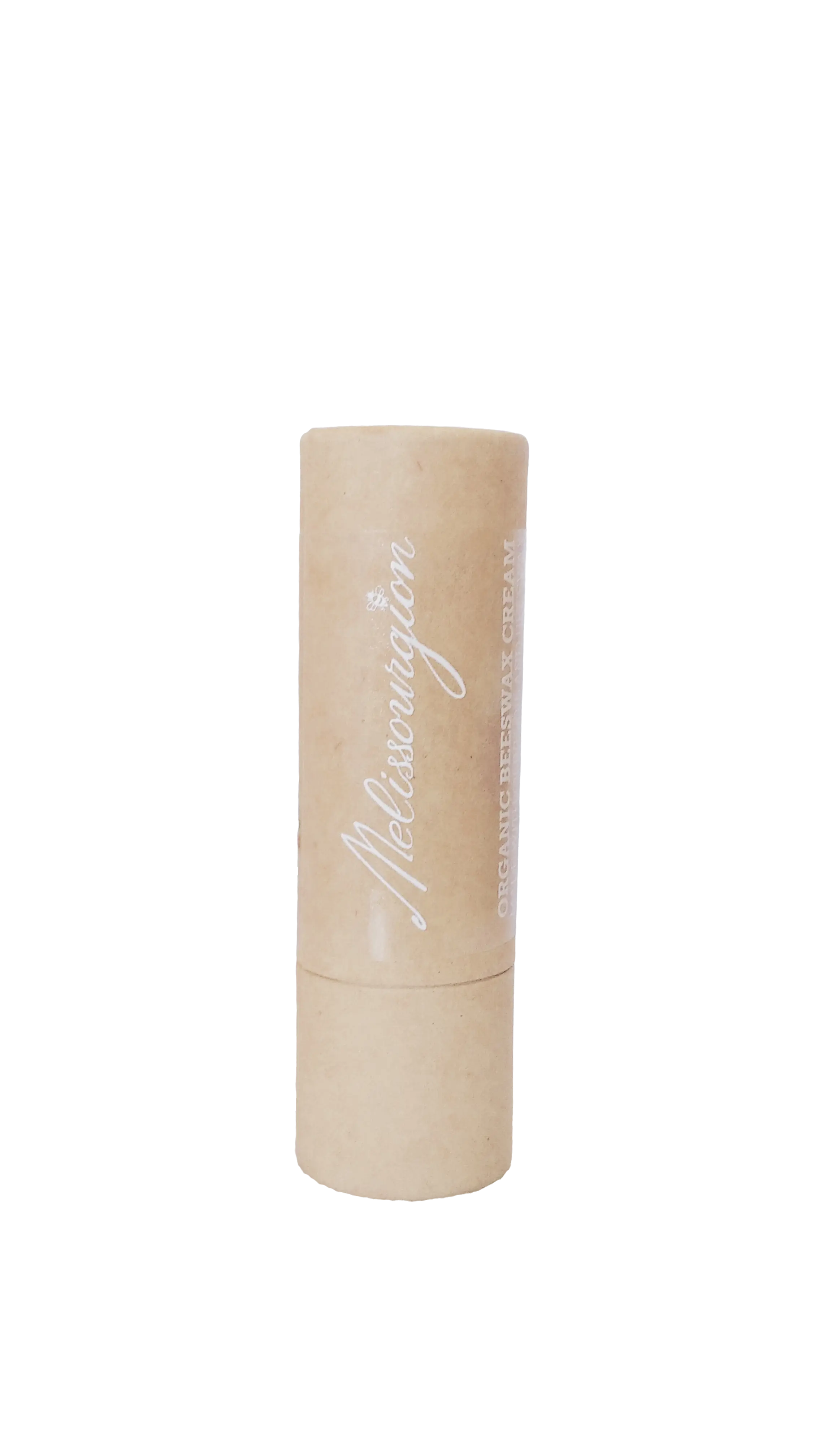 Bio-Bienenwachs-Repair-Balsam, beiger Stick in Papierhülle, freigestellt